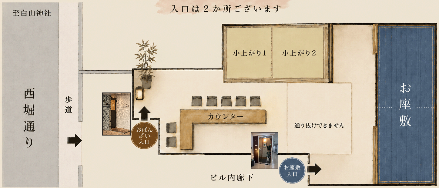 女将のつくるおばんざい 和幸 店内平面図